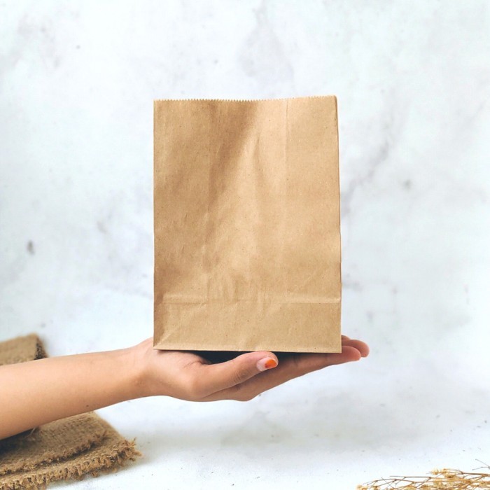 10 lembar - Paper Bag Mini Kantong Kertas Packaging Snack Jajan Gorengan 13 x 7 x 23 / Paper Bag Min