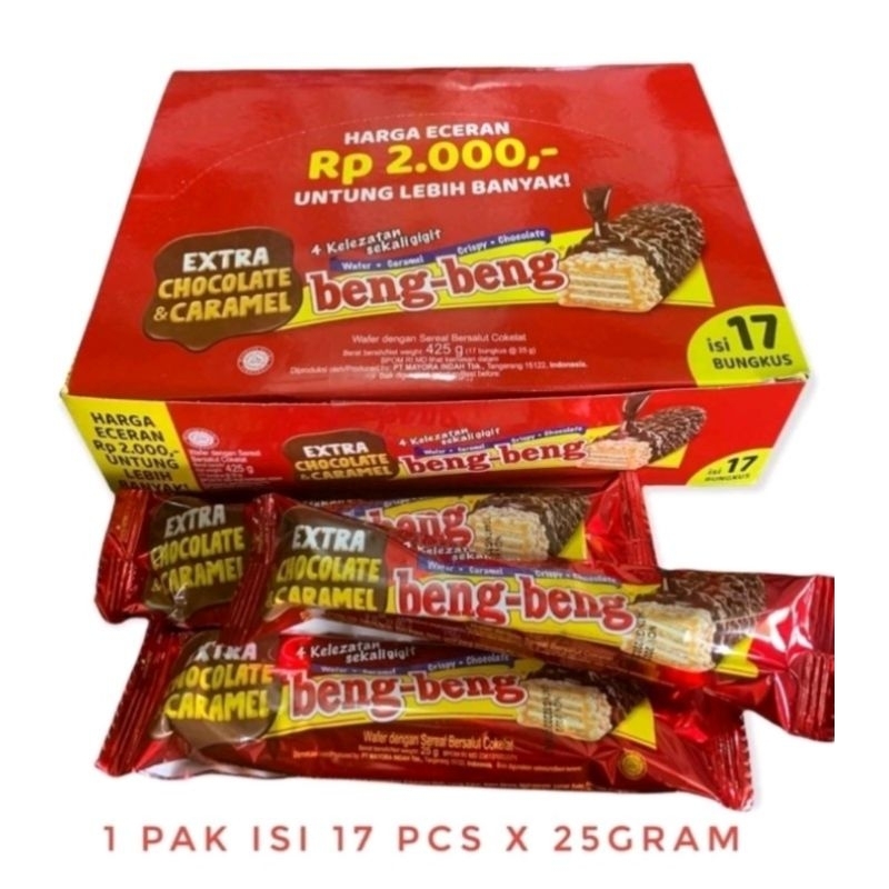 

Beng-Beng Wafer Caramel Crispy Chocolate 1Box Isi 17 pcs 25gram