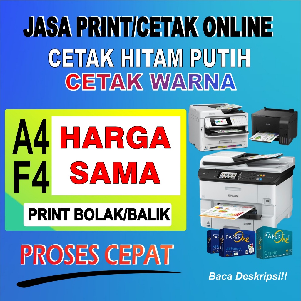 

PRINT / CETAK DOKUMEN A4 F4 HITAM PUTIH/WARNA