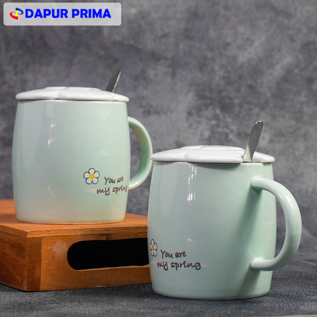 NEW PRODUCT - ROYAL ALFRED MUG KERAMIK BULAT 400ML BT-1384/48 TOSCA + TUTUP & SENDOK