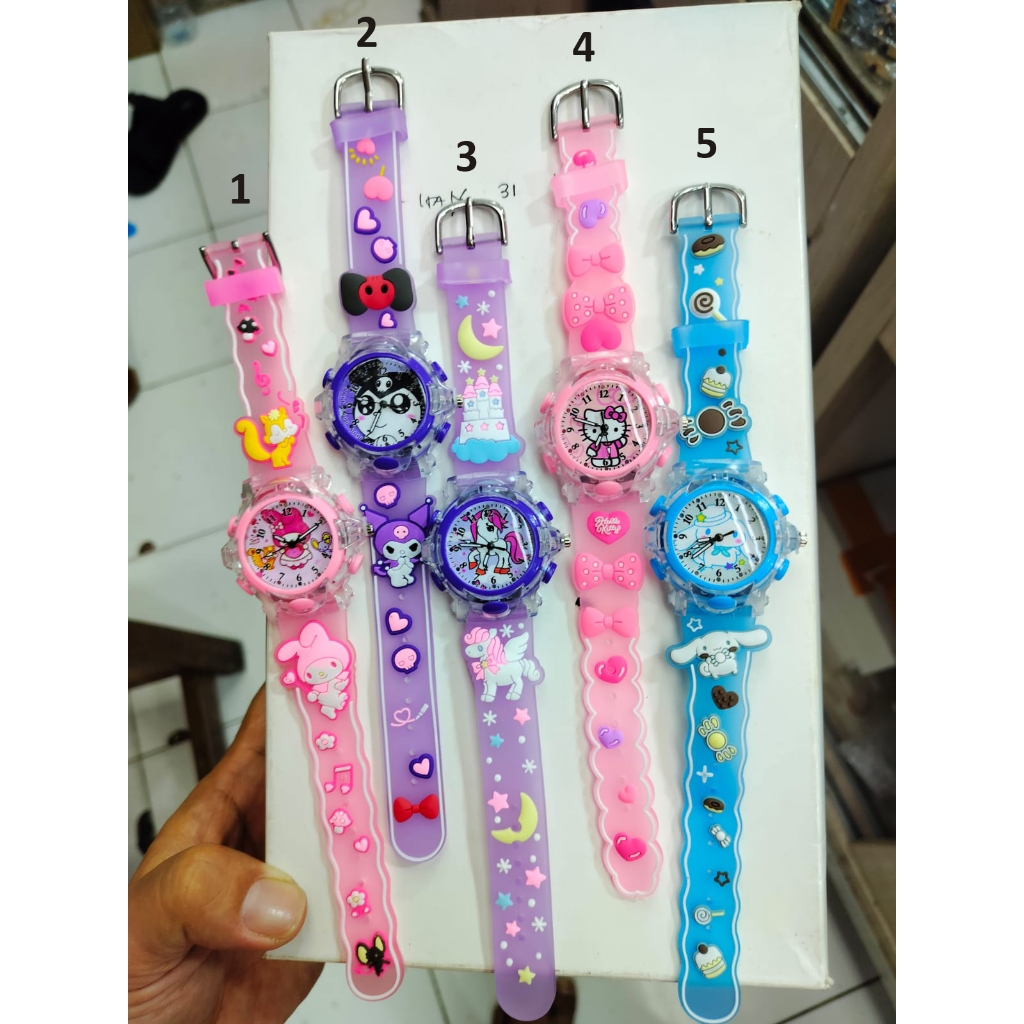 Jam tangan anak anak wanita gambar kartun lucu murah bisa nyala