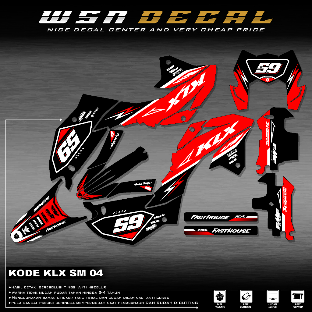 Stiker Decal KLX 150 SM Full Body Terbaru 2023 - 2024 DECAL KLX 150 SM HITAM /DECAL KLX 150 NEW / DE