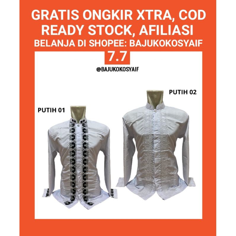 Baju Koko Murah Rp. 50.000 Lengan Panjang Putih . Baju Koko . Baju Koko Pria . Baju Koko Dewasa . Ba