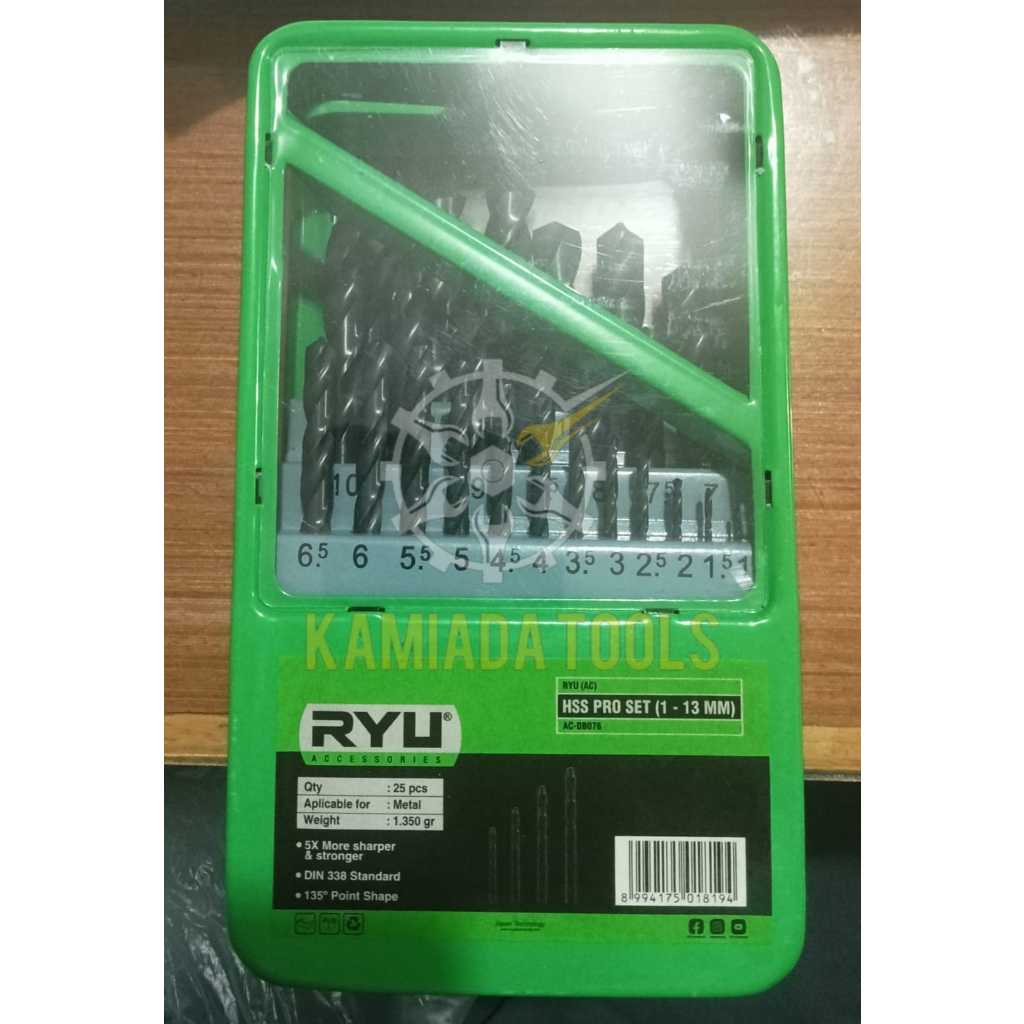 Mata Bor Set 1-13mm RYU/Mata Bor Besi RYU HSS/Mata Bor RYU Set