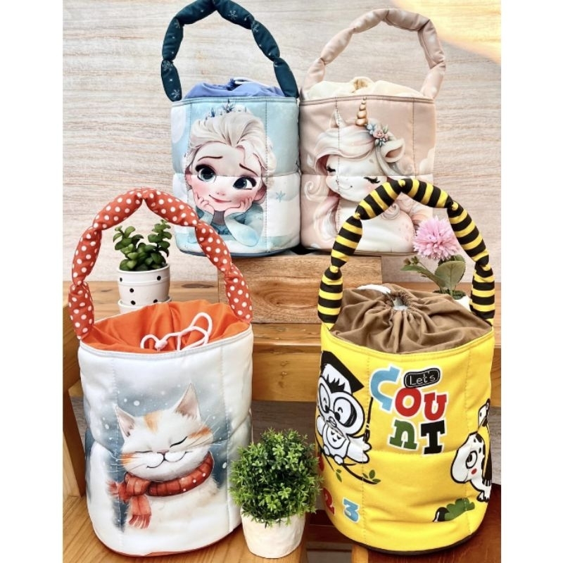 PUFFY BAG Tas Silinder Serut PILLOW BAG KARAKTER LUCU