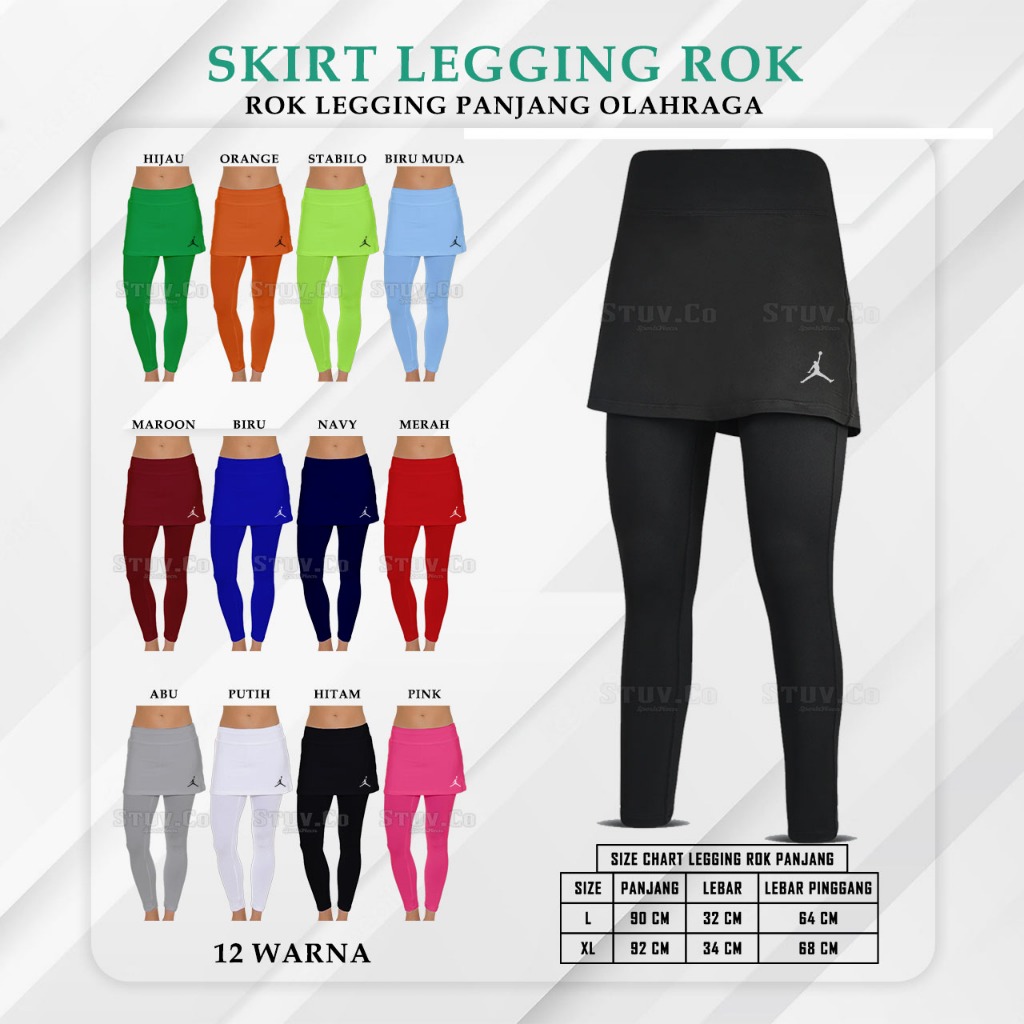 LEGGING ROK SKIRT Olahraga Yoga Tenis Rok Legging Panjang Wanita Skirt Legging Rok Stretch Olahraga