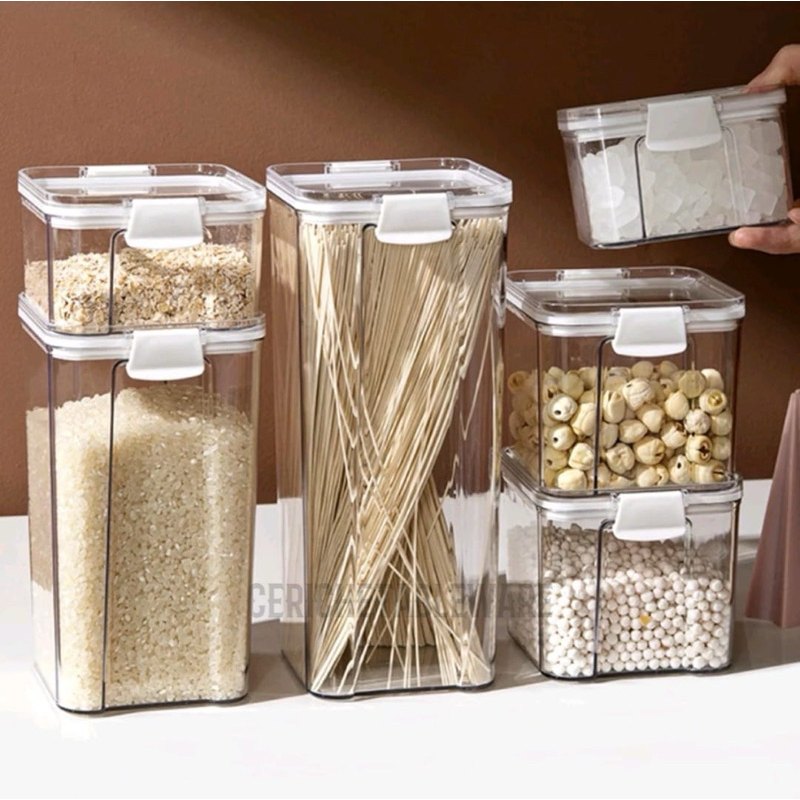 Ceriche Kimu Food Container / Toples Kedap Udara / Toples Kotak Bening / Toples Akrilik Kue Kering