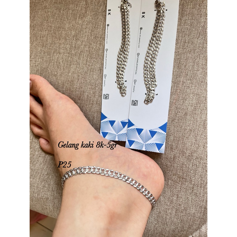 Gelang kaki sisik naga ukiran mas putih