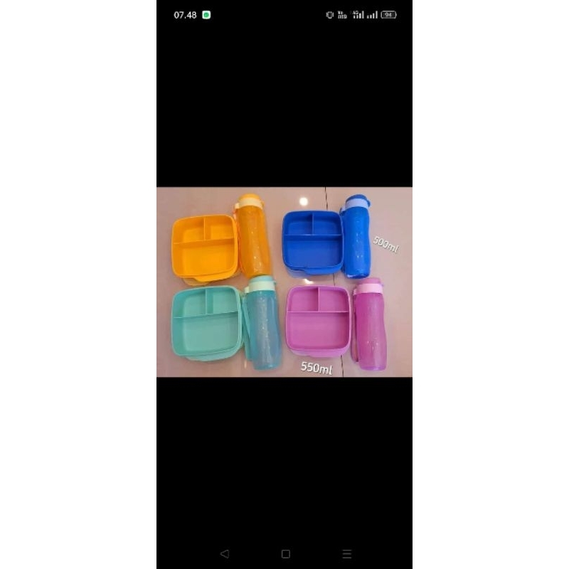 bontot tupperware ori lengkap bontot + botol minum - dinakatarina