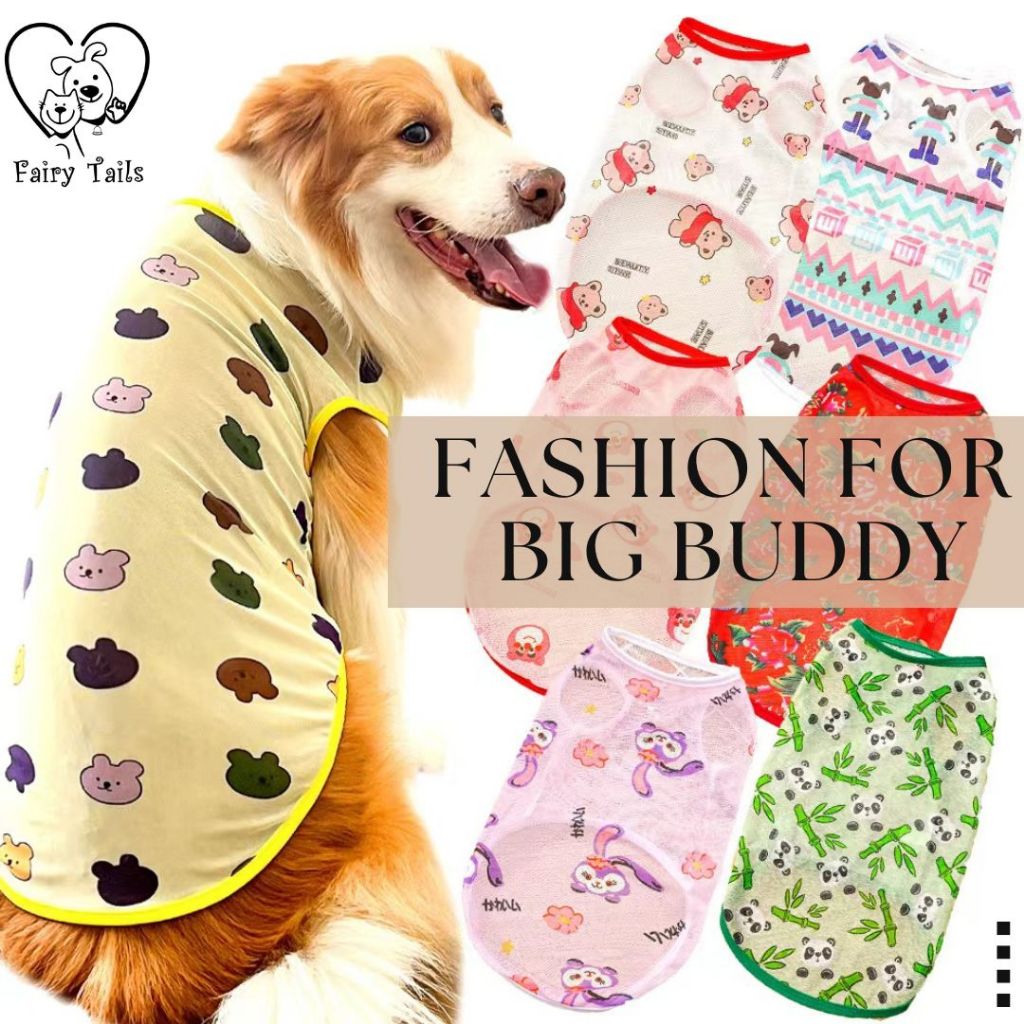 [BIG SIZE] Baju T-shirt Kaos Pakaian Atasan Anjing Besar Anabul Fashion Kartun Lucu Japanese Style B