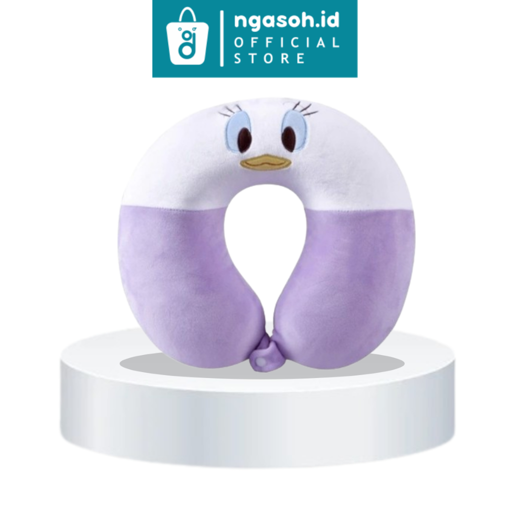 Bantal Leher Bebek Ungu Halus dan Lembut Travel Neck Pillow U Shape NGASOH.ID
