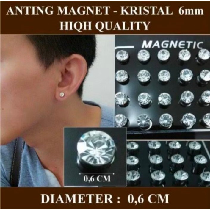 anting permata magnet anting berlian wanita pria