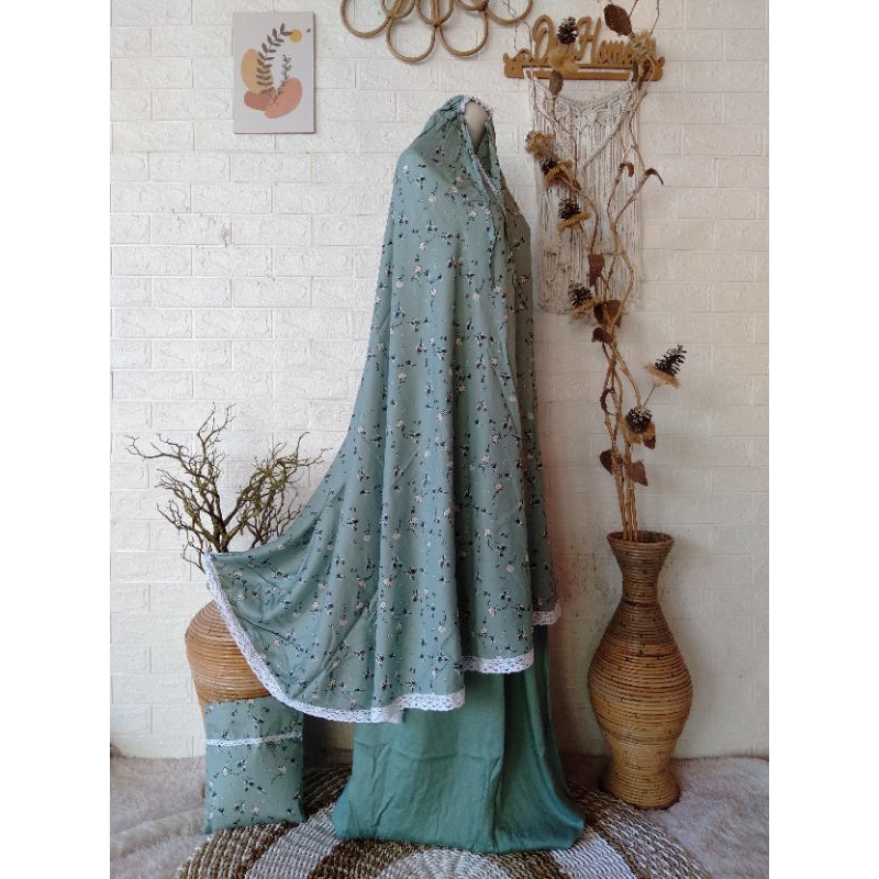 Mukena Motif |Mukena Traveling rayon |Mukena dasar putih