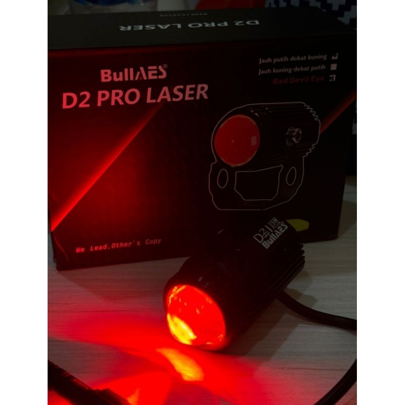 Lampu Tembak Laser D2 PLUS 15Watt + devil Merah BULLAES  2pcs
