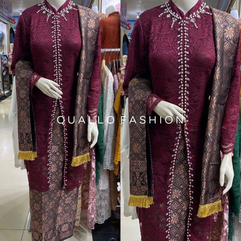 Quallo | Set Kebaya Tunik Brokat Payet | Kebaya Set Songket | Kebaya Modern | Kebaya Ibu | Kebaya Ko