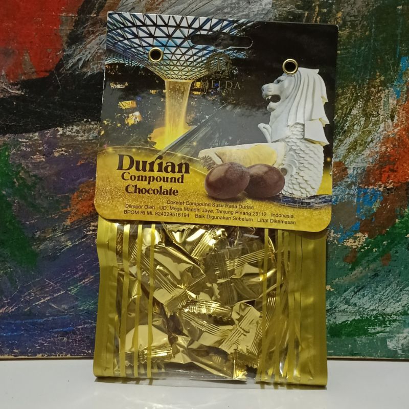 

Imelda 75gr Milk Chocolate Compound Coklat Susu Durian Almond Flavor Singapore Merlion