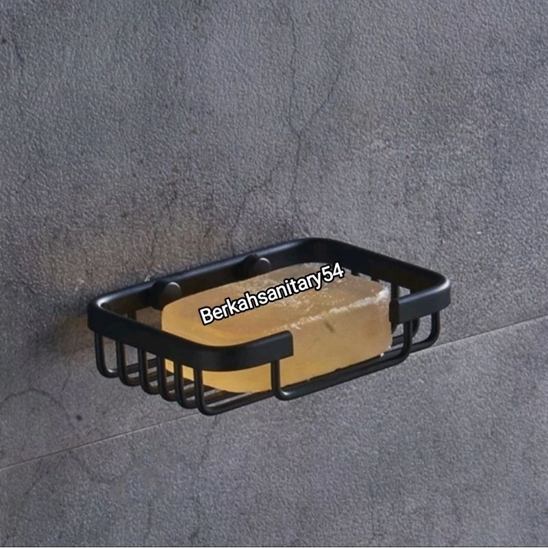 Tempat Sabun Batang Alumunium Hitam/Rak Sabun Batang Alumunium