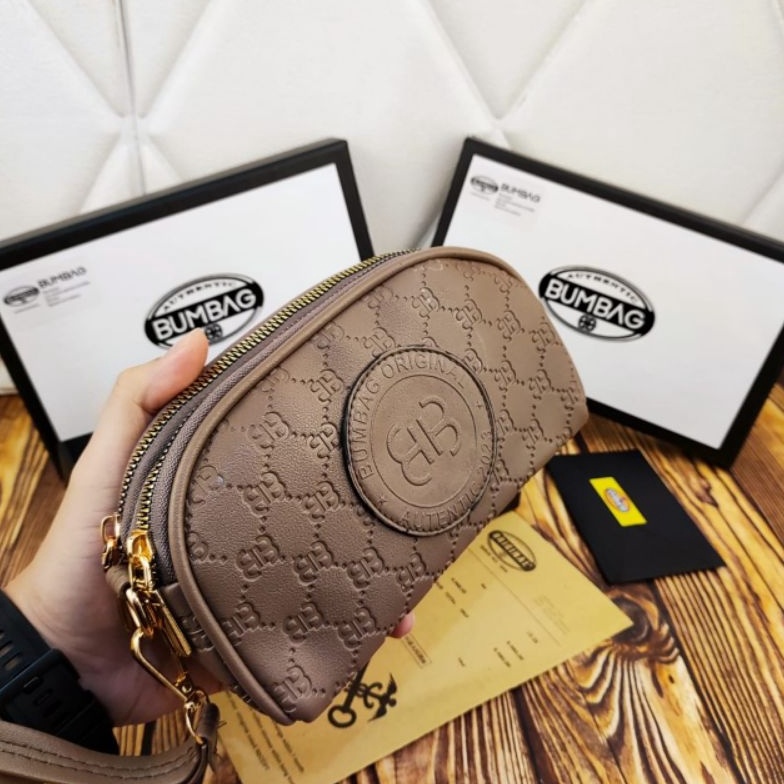 KODE A86S BUMBAG  DOMPET WANITA 2RESTLETING OVAL ORI EMBOSSED 19154