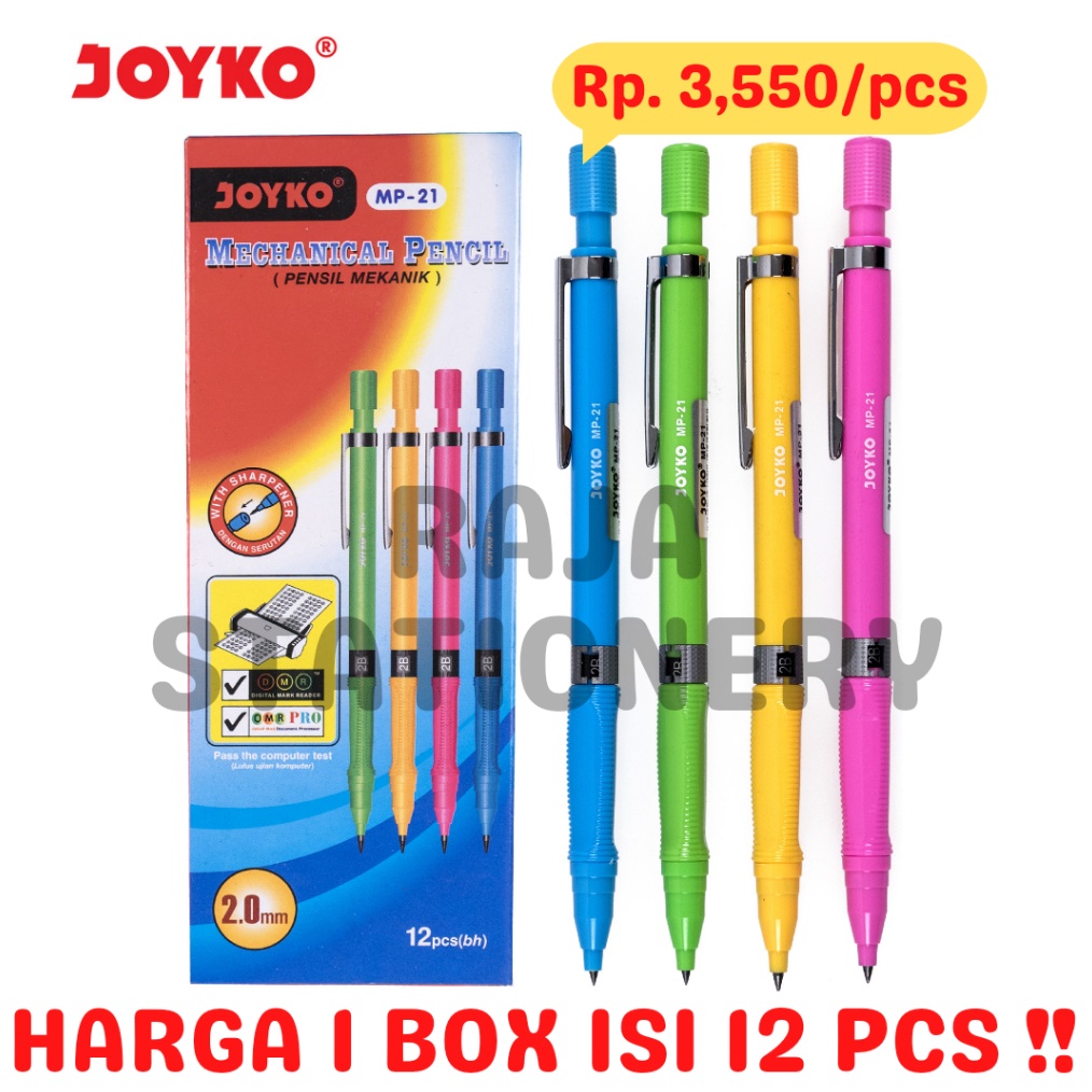 

JOYKO MECHANICAL PENCIL 2MM PENSIL MEKANIK 2 JOYKO MP21 12PCS p P1L4