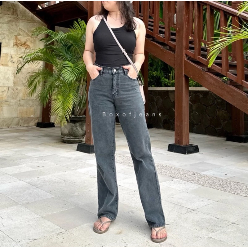 BOX OF JEANS size 33 Preloved - SNOW GREY Hotty Cullote Jeans 1x pakai like new style bagus murah ca