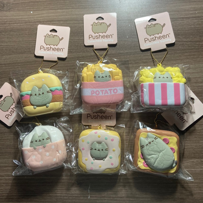 Squishy Hamee Pusheen Tabby Cat Junk Food Square Claire’s: Hamburger, Ice Cream, Donut, French Fries