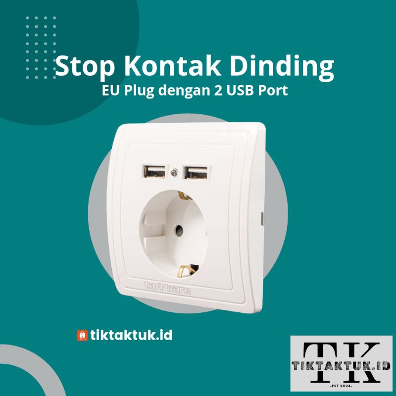 Stop Kontak Dinding dengan 2 USB Port - Cover stop kontak