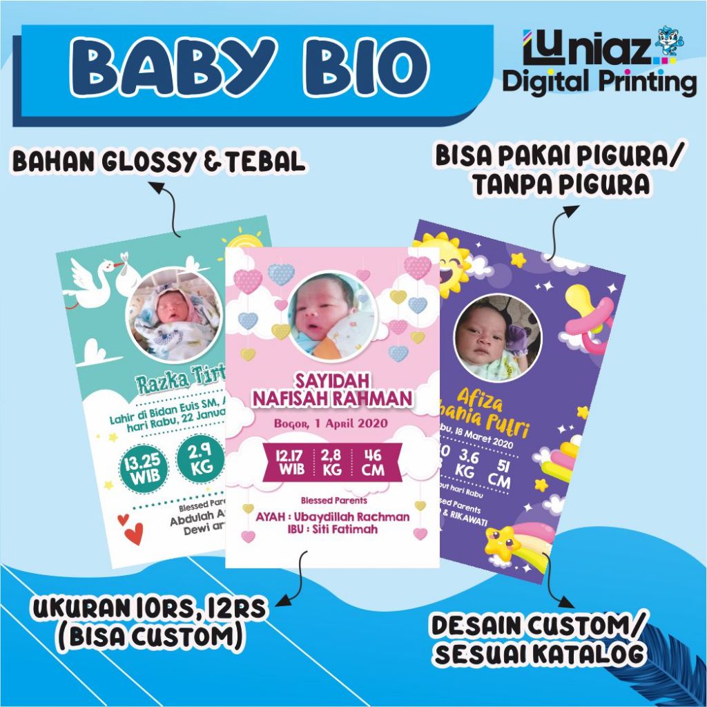 BABY BIO Biodata Bayi - Kado Bayi - Baby Bio Kado Lahir Bayi (20x30cm)