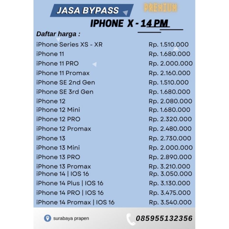 JASA BYPASS PREMIUM IPHONE UP TO 14 PROMAX