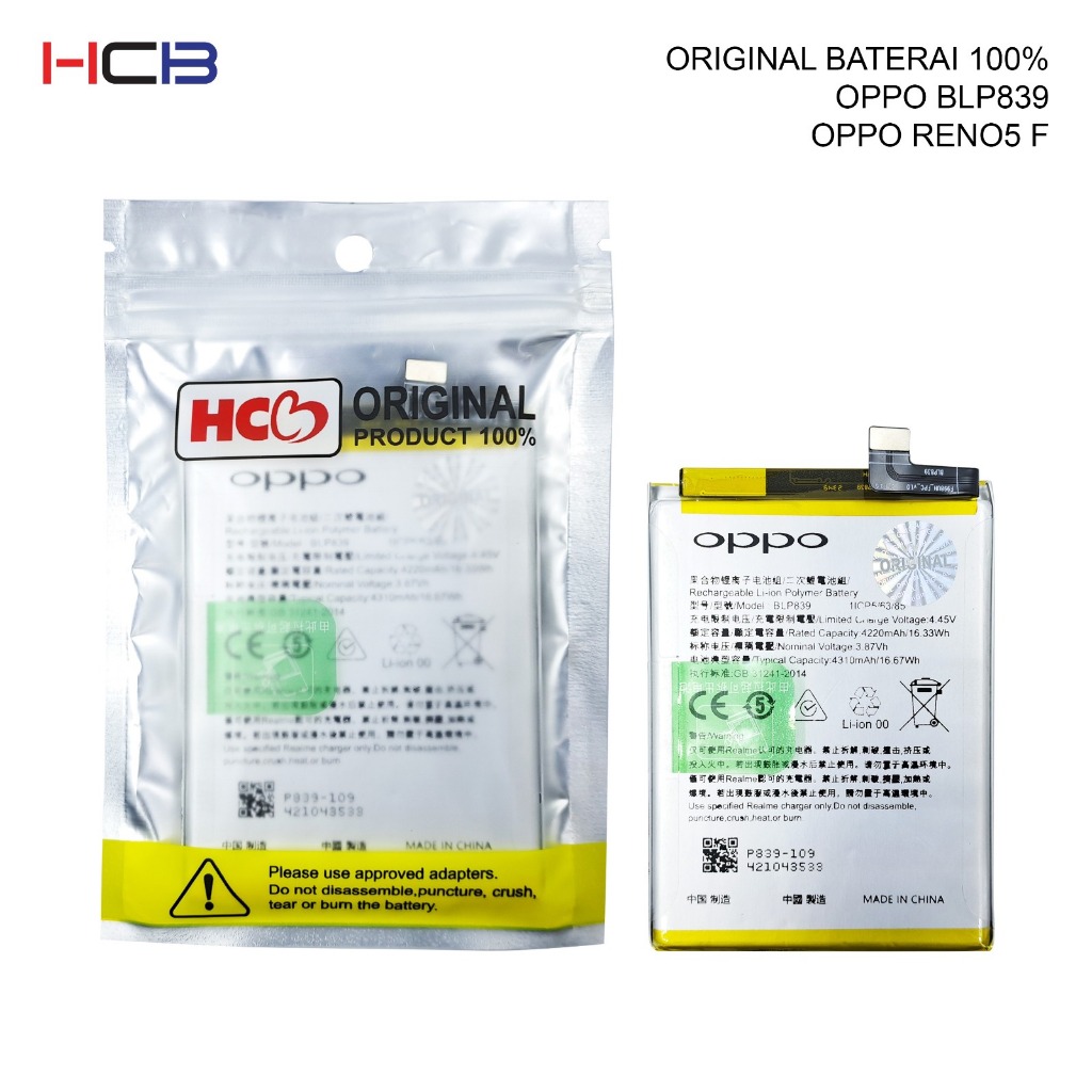 BATERAI OPPO BLP839 OPPO RENO 5 F ORIGINAL 100%