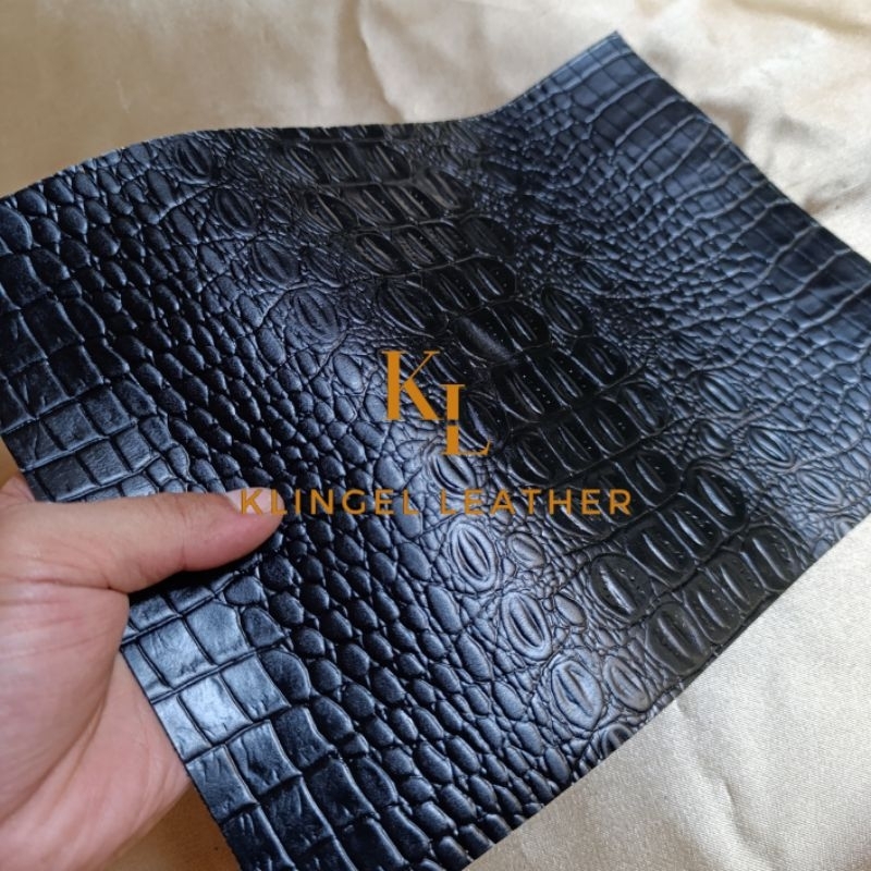 kulit sapi asli motif croco buaya lembaran feet