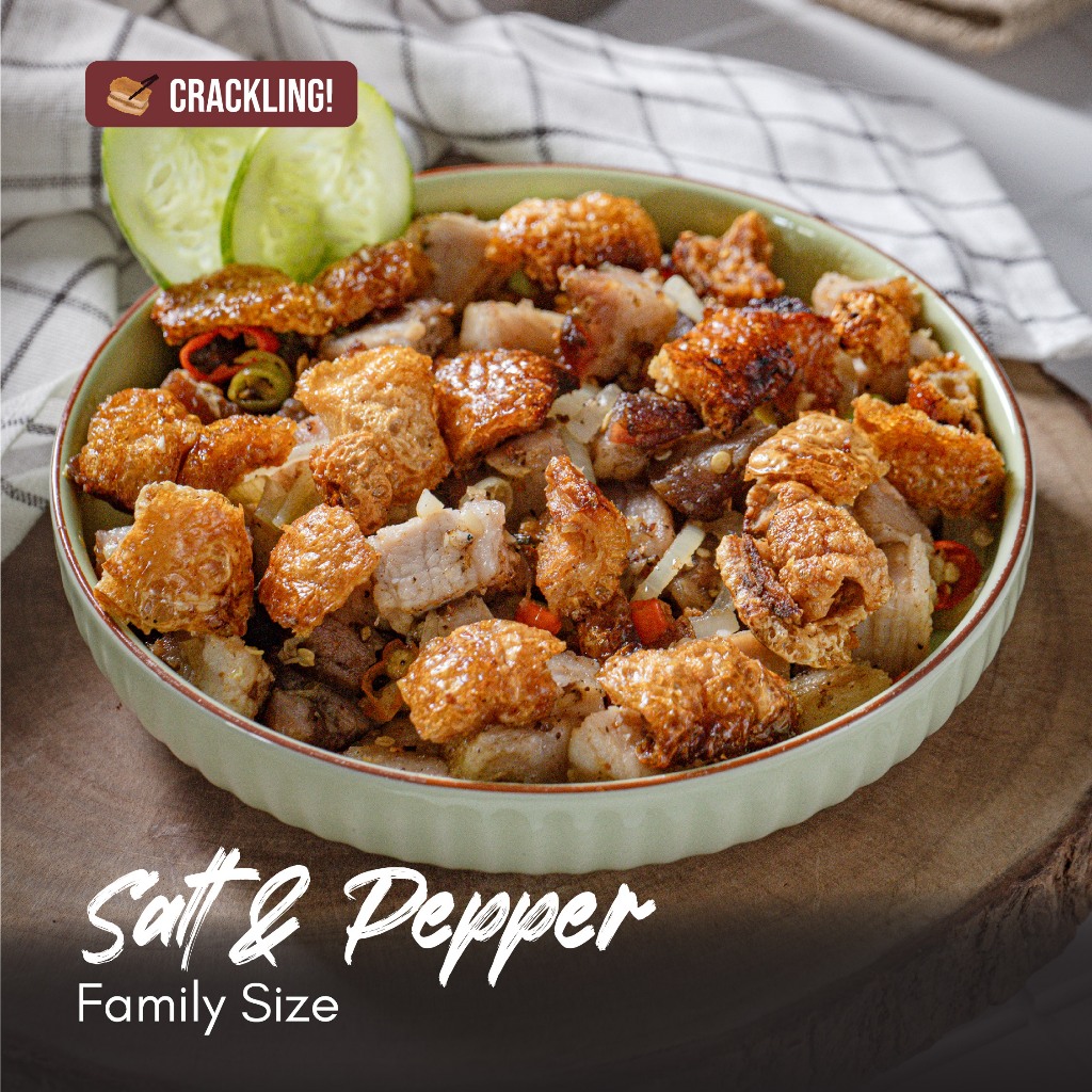 

CRACKLING Salt and Pepper Pork Family Size 250Gr / Siobak Cabai Garam / Crispy Pork Belly with Salt and Pepper