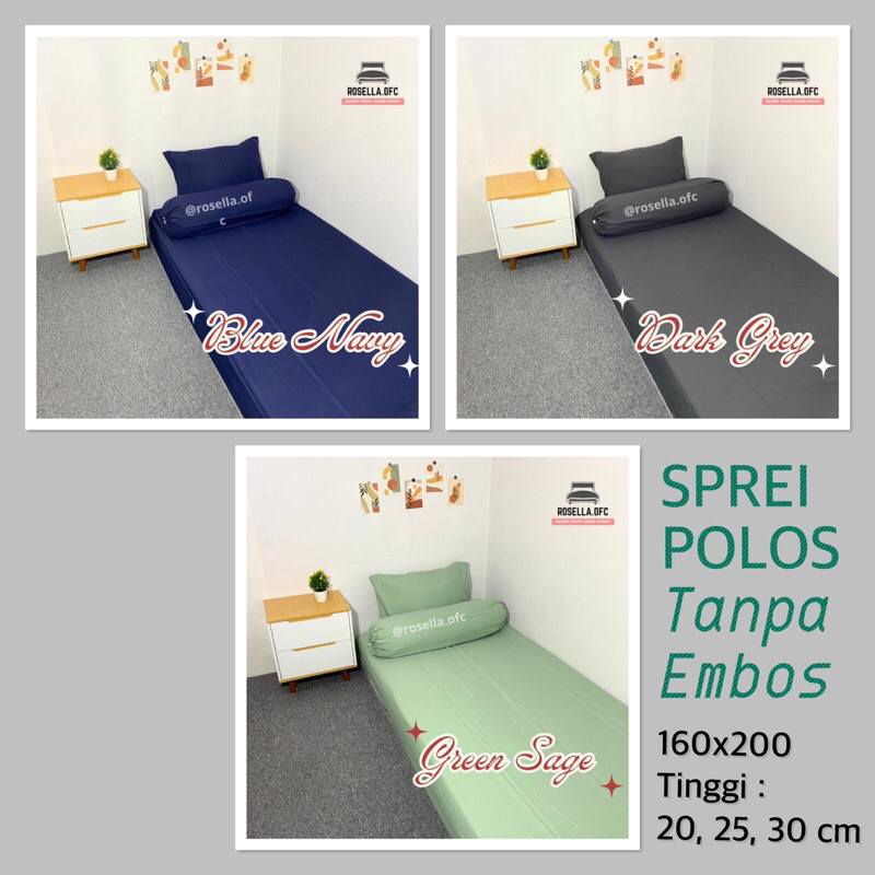 Sprei 160x200x20 160x200x30 Polos Katun Tinggi 30 cm 20 cm