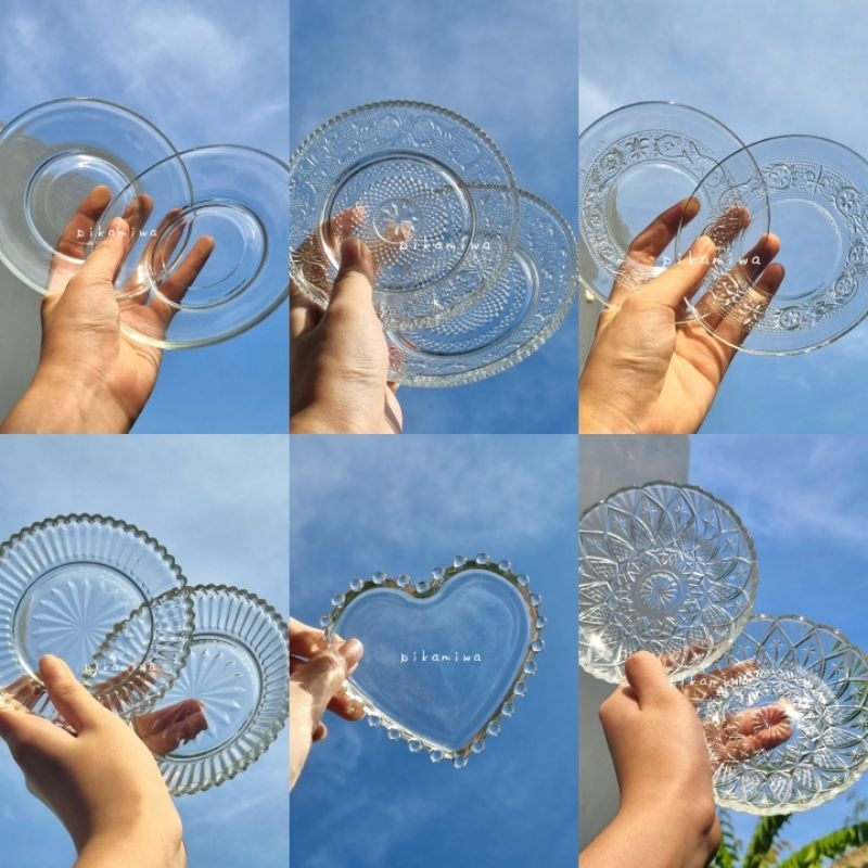 12 PCS / 6 PCS PIRING KECIL MOTIF piring kecil piring saus piring mini piring kaca