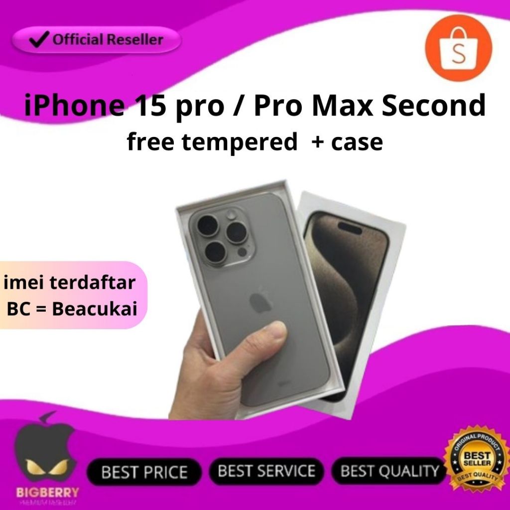 SECOND iPhone 15 Pro / Pro Max 256GB 512GB 1TB Titanium Seken Fulset Second