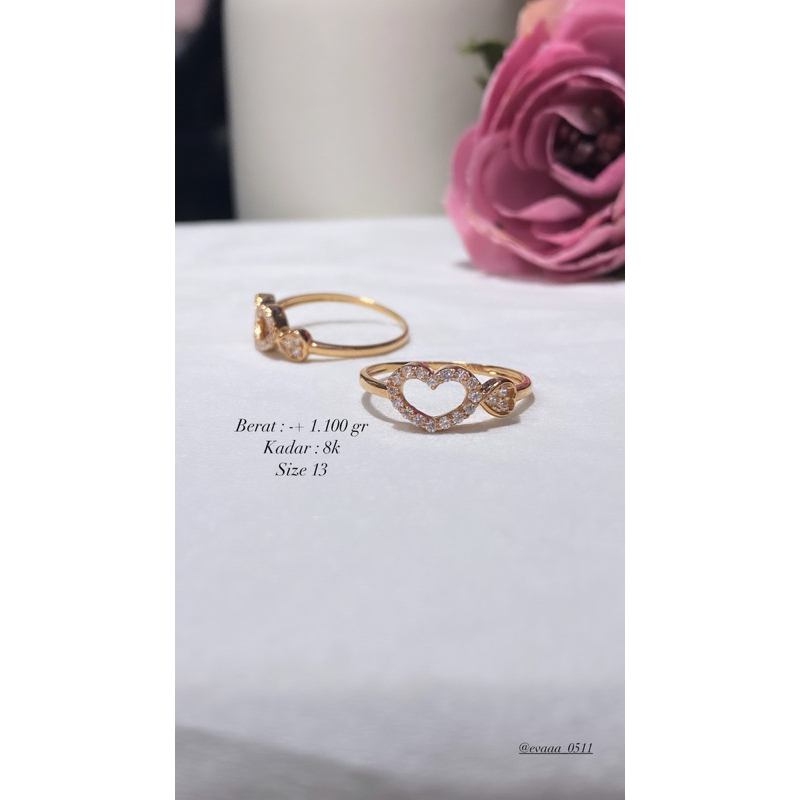 cincin variasi jantung emas kadar muda