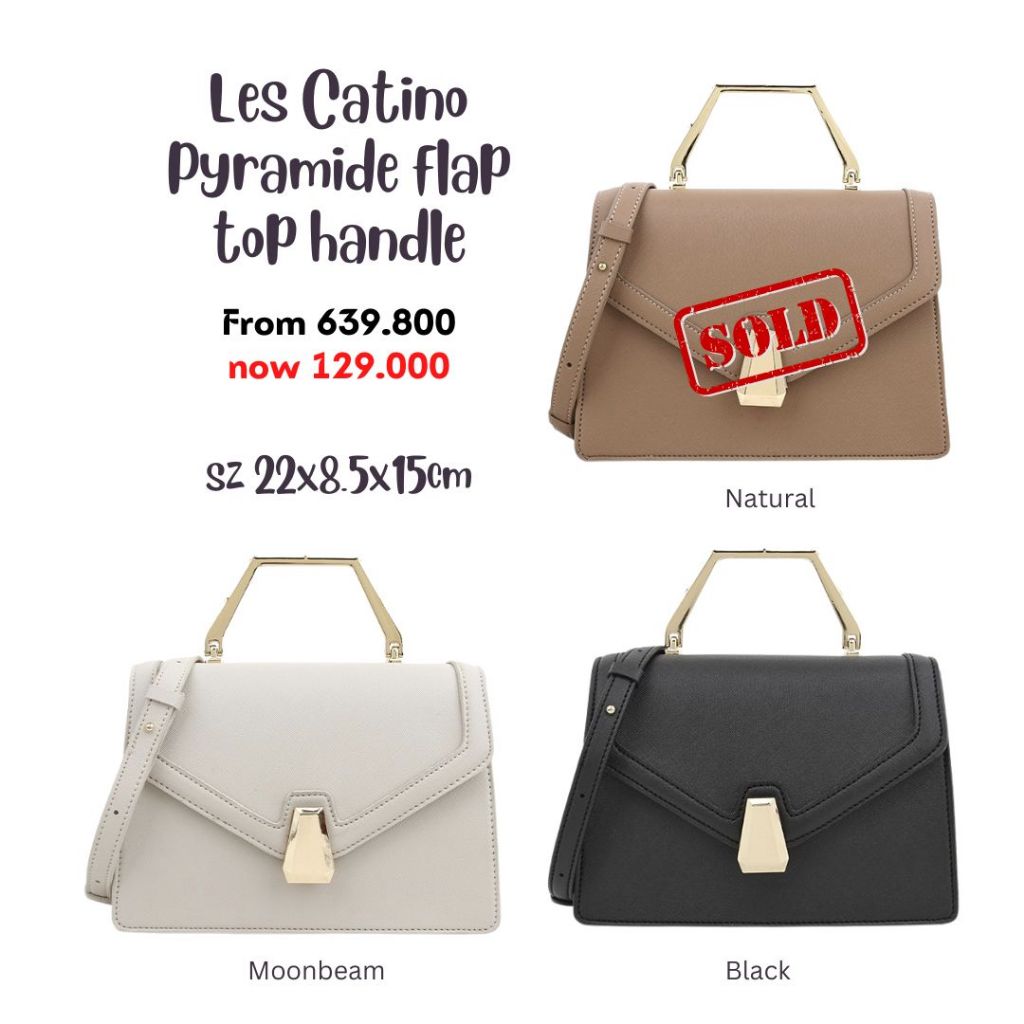 Tas selempang wanita Les Catino Pyramide Flap Top Handle ORIGINAL NEW