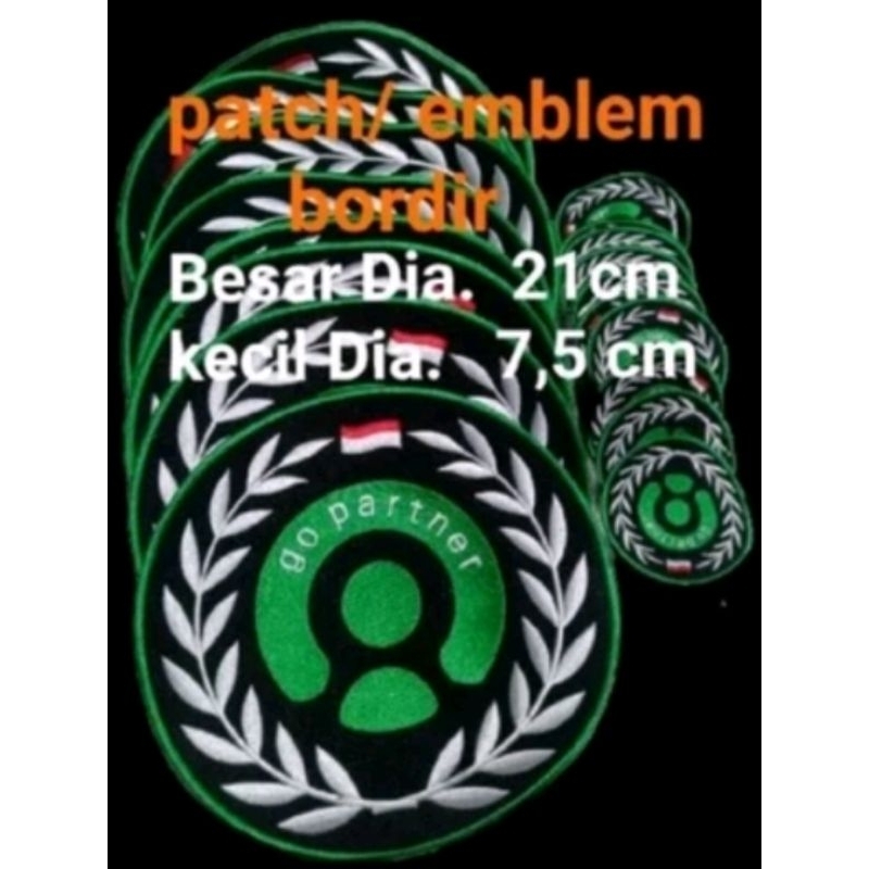 Emblem Logo Bordir Gopartner Bulat 1 set/Logo Gojek Ojol Bordir Komputer High Quality