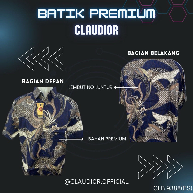 Kemeja Batik Claudior Slimfit Original 100% CLB9388(BS)
