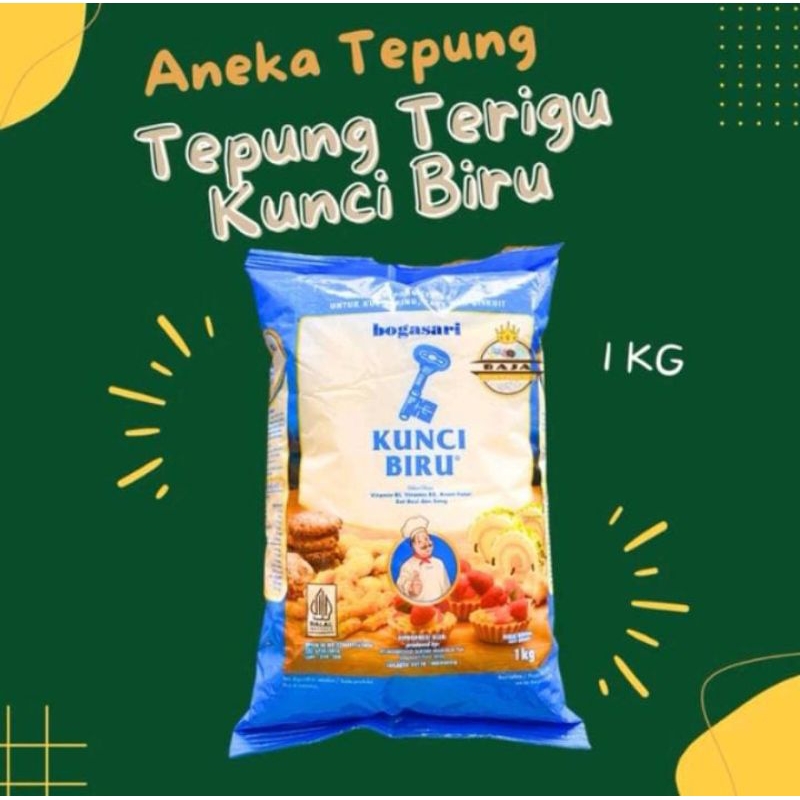 

Tepung terigu Bogasari kunci biru 1kg