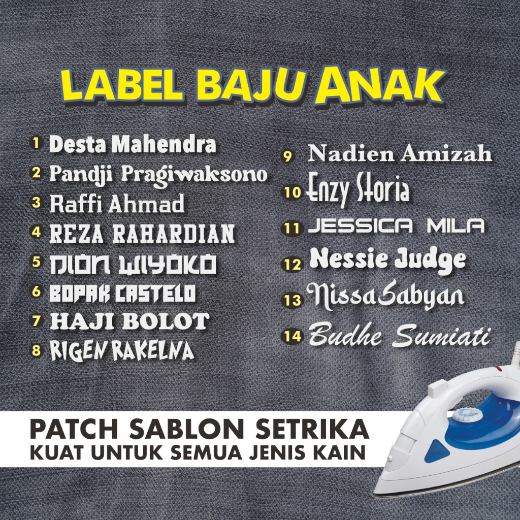 Label TAG BAJU ANAK Custom Iron Patch / Sablon Seragam Sekolah Anak emblem print DTF Setrika