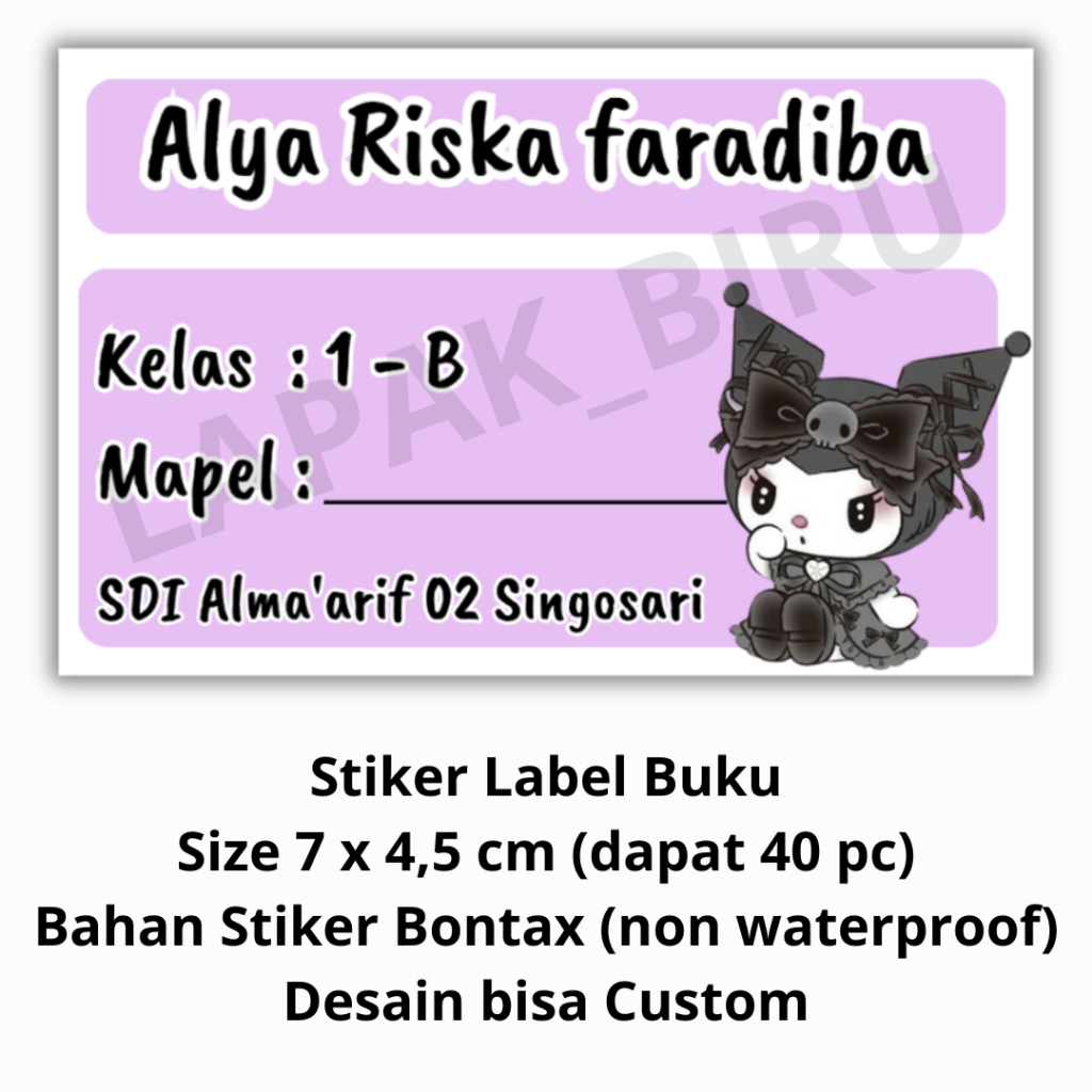 

stiker label buku size 7x4,5 cm (isi 40pc)