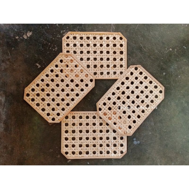 [ READY ] Anyaman Bambu Alami Dekorasi Foto/Tatakan Gelas Piring