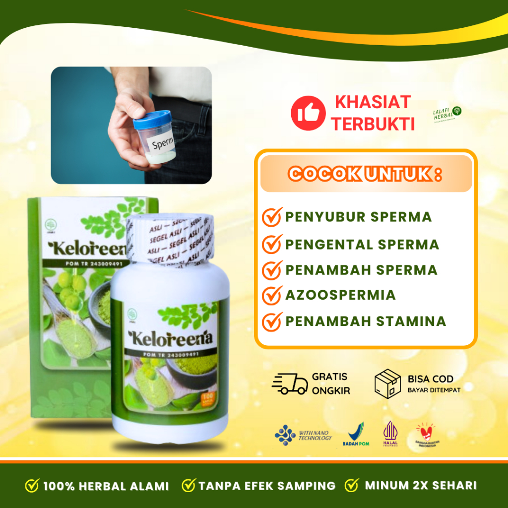 Obat Penambah Sperma Kosong Mandul Pria Penyubur Sperma Encer KELOREENA Herbal Daun Kelor