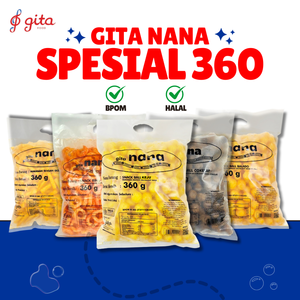 

Gita Nana 360 gram | Snack Rasa Balado Rasa Cokelat Rasa Keju