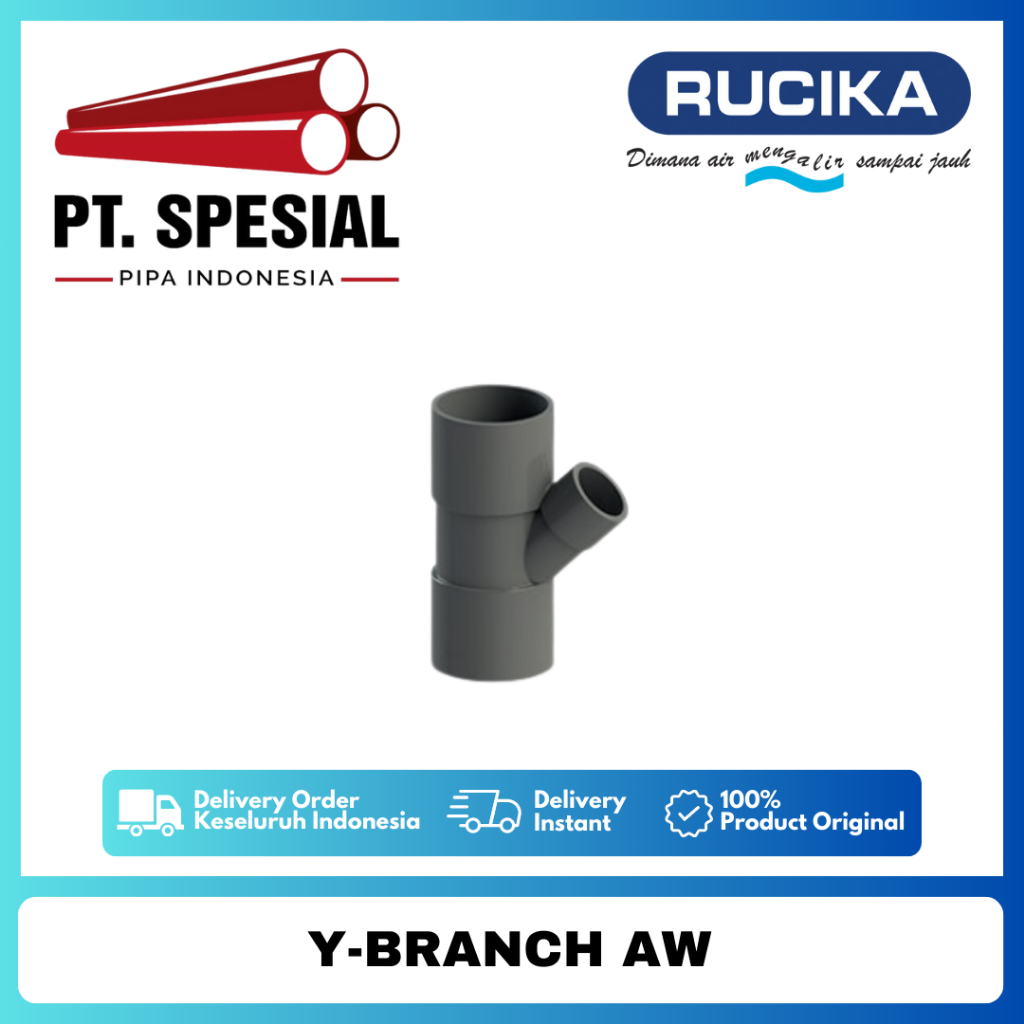 Tee Y AW 3 Inch PVC Rucika / Vlok Tee Y PVC / Y-Branch PVC / Y Branch AW - 05
