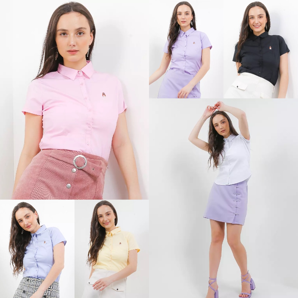 Hush Puppies Genna Basic Short Sleeve Shirt Original (Kemeja Lengan Pendek Wanita)