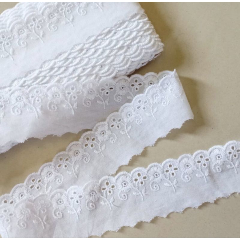 Renda katun Sunflower 4cm (Roll)/ Renda katun premium