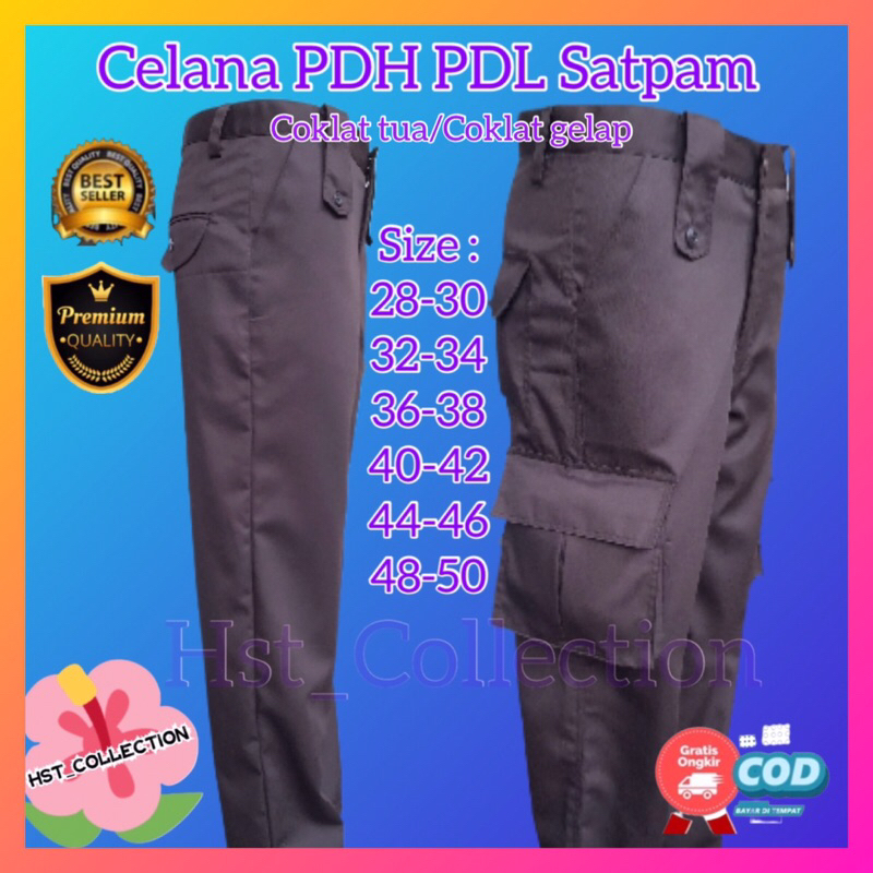 CELANA SATPAM/SECURITY PDH PDL  COKLAT TUA / COKLAT GELAP