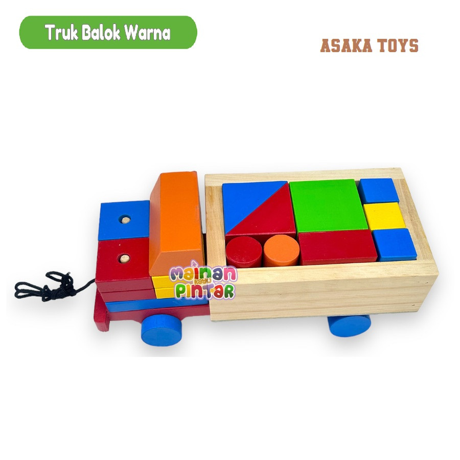 Truk Balok Kayu Warna Mainan Kayu Pintar Mainan Edukasi Anak