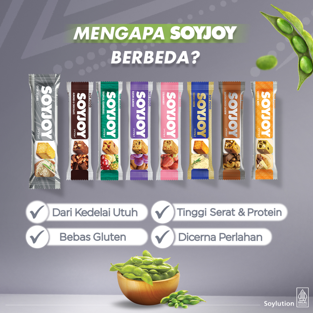 

QH SOYJOY Snack Bar Kedelai Open Sesame 30gr - 1 Box (12 Bar)